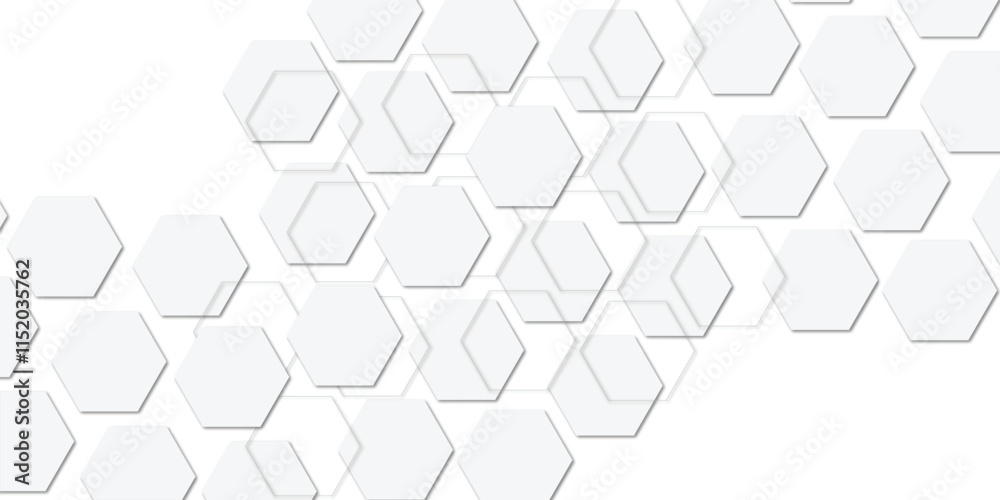 Geometric technology white hexagon background. Abstract vector illustration Science technology and medical concept hexagon on transparent background
Geometric technology white hexagon background. Abstract vector illustration Science technology and medical concept hexagon on transparent background
