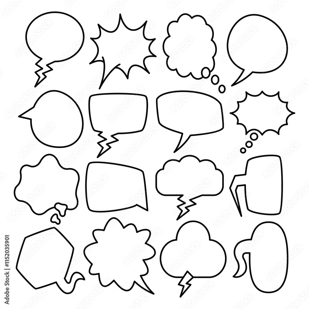 Obraz premium Set of speech bubble doodle vector