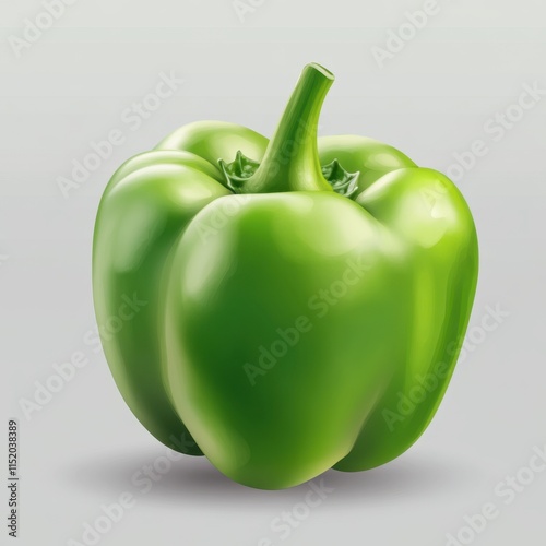 A green bell pepper isolated on a transparent background, showcasing its fresh and vibrant appearance, perfect for culinary and food-related designs. photo