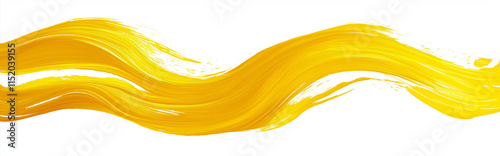 Bright yellow brushstroke isolated on a clean white background. A bold, vibrant design element perfect for adding energy, contrast, and a dynamic touch to any creative project or artwork.