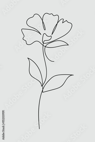 Flower blossom one continuous line art.Vector illustration
