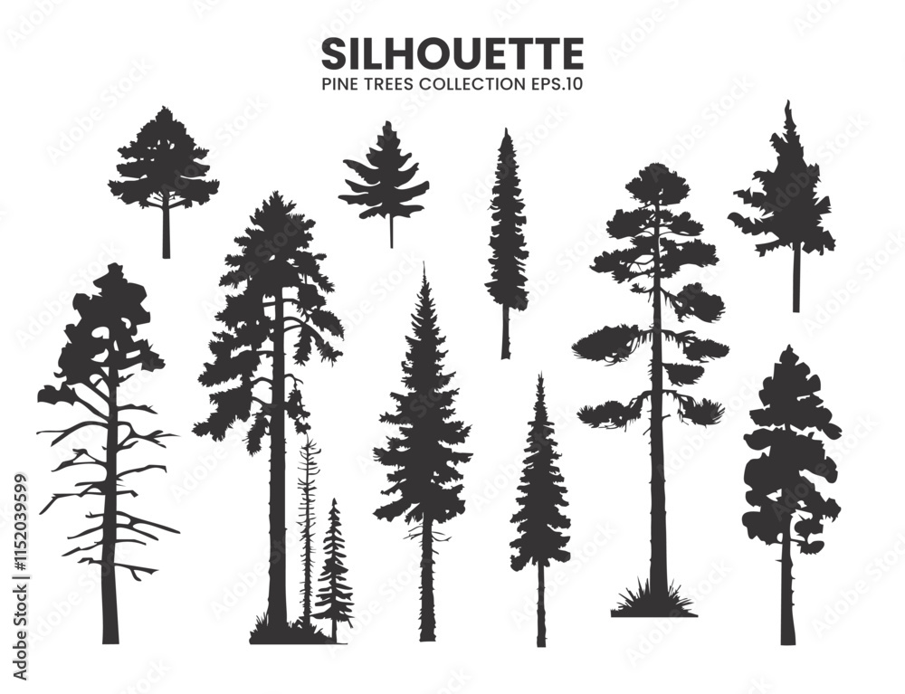 Fototapeta premium Silhouette trees on wildlife collections.Vector illustration