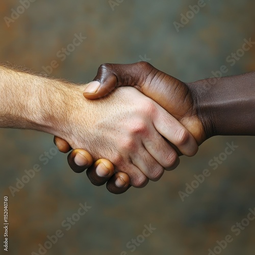 A handshake between diverse individuals, symbolizing unity and cooperation in a multicultural world. photo