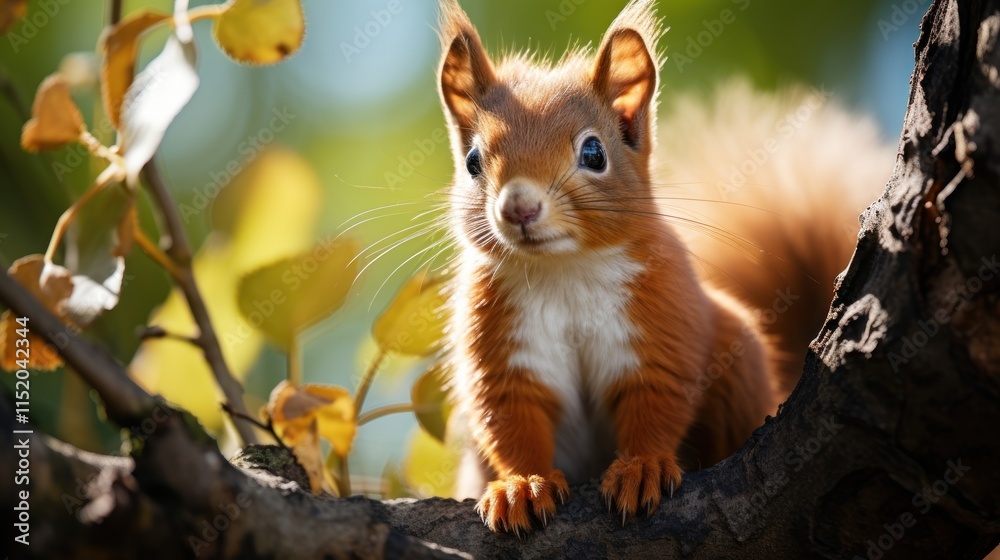 Adorable Red Squirrel on a Branch Adorable Red Squirrel on a Branch