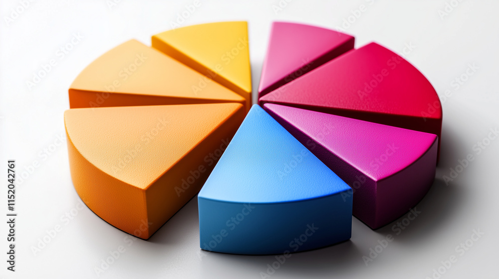 Fototapeta premium Interactive pie chart mock-up, with clickable segments represented by bold, crisp lines on a white background.