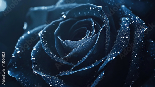 dark blue rose with water droplets on it