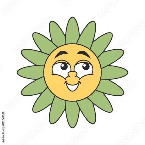 Cute shy daisy flower emoticon