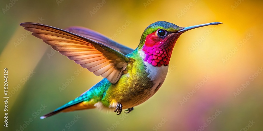 Fototapeta premium Vibrant Hummingbird Macro, Minimalist Art