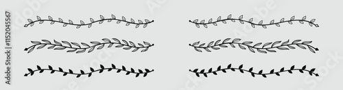 Hand-Drawn Nature Floral Vine Line Divider for Text Layout Separator Decoration Element Collection