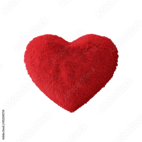 Heart shaped decorative pillow isolated on transparent background, PNG