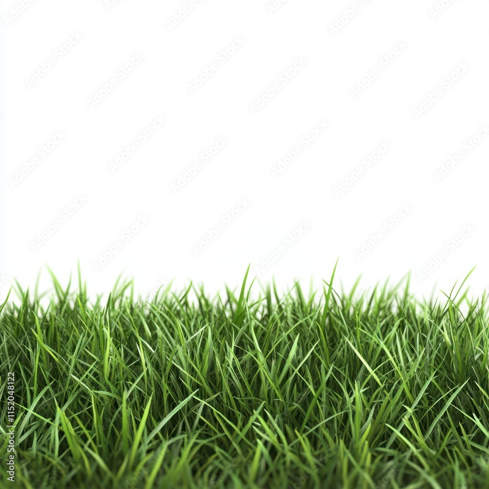Obraz premium A lush green grass field set against a transparent or white background, ideal for showcasing products.