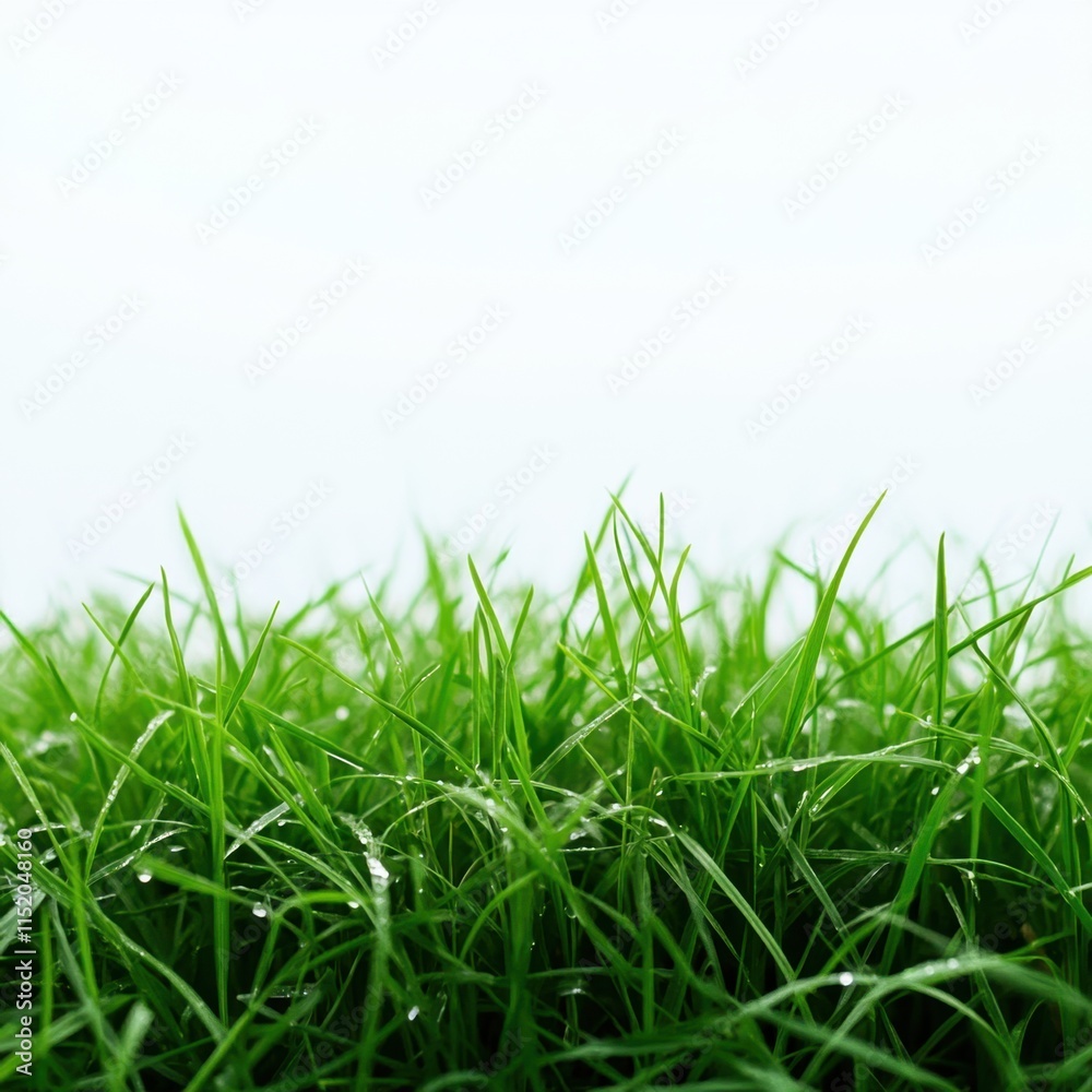 Fototapeta premium A lush green grass field set against a transparent or white background, ideal for showcasing products.