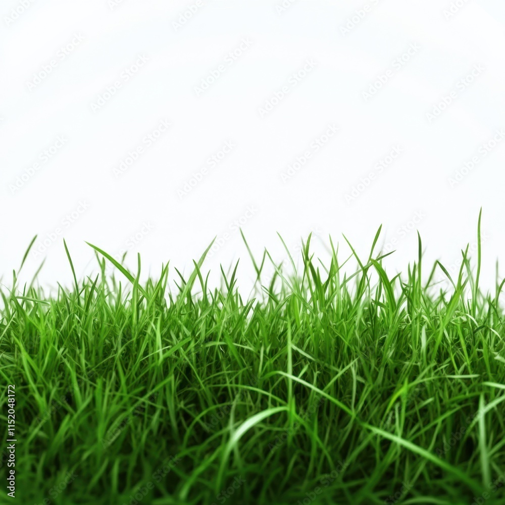 Obraz premium A lush green grass field set against a transparent or white background, ideal for showcasing products.