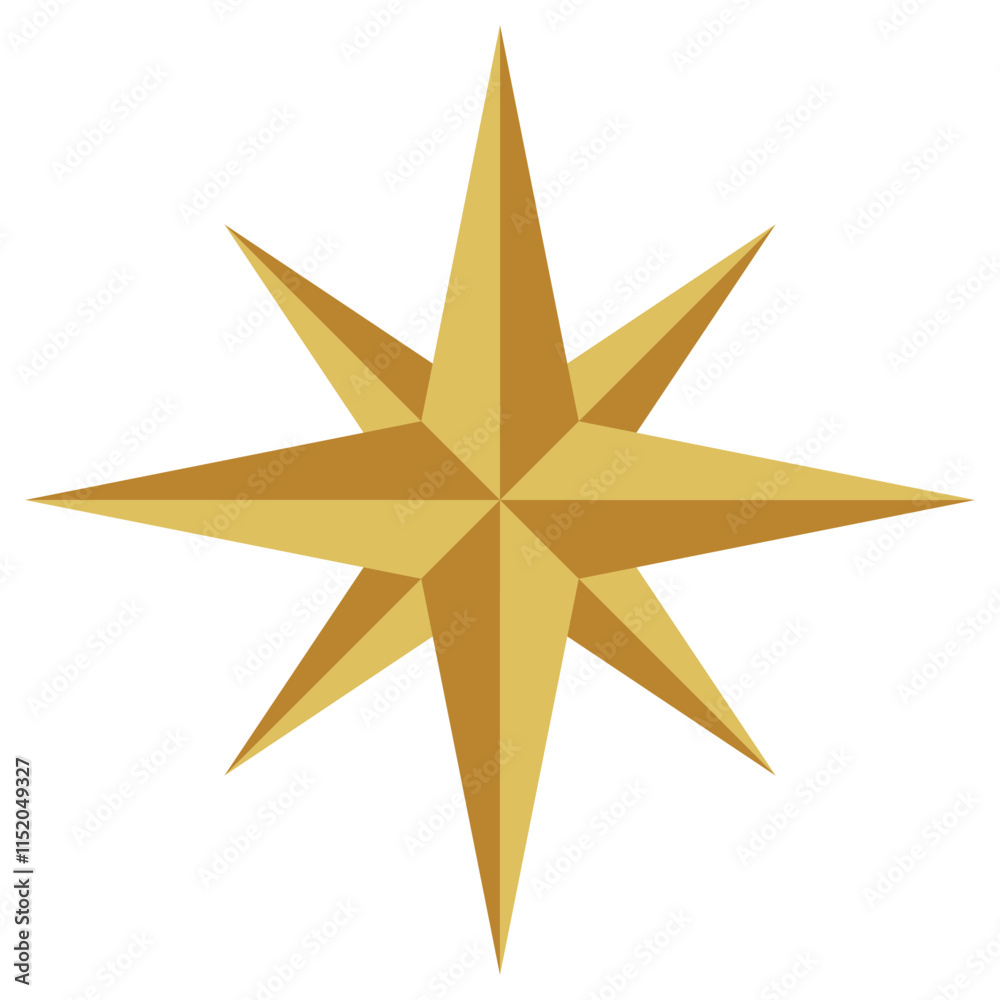 Obraz premium Golden compass rose on a transparent background