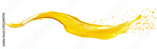 Bright yellow brushstroke isolated on a clean white background. A bold, vibrant design element perfect for adding energy, contrast, and a dynamic touch to any creative project or artwork.