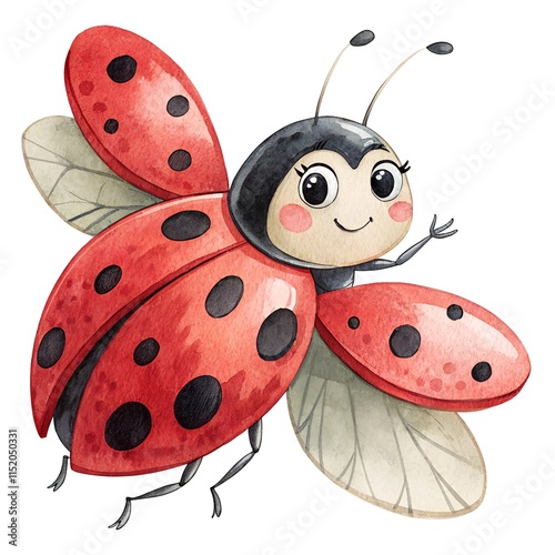 Cute Watercolor Ladybug Character Illustration