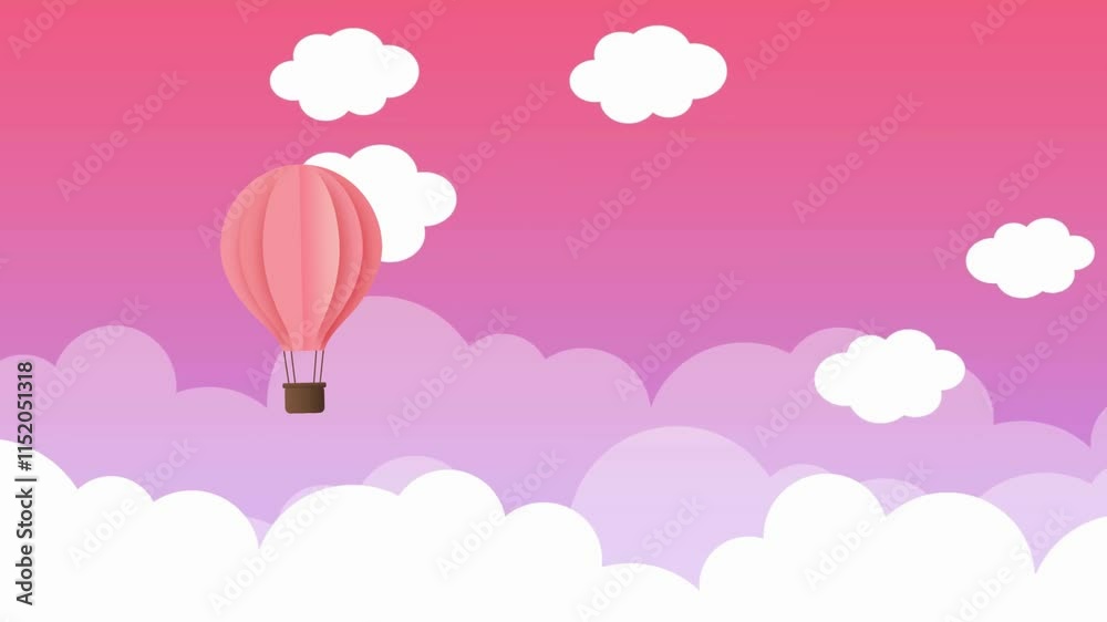 Valentines Day, Pink balloons in the sky, Animation 4K