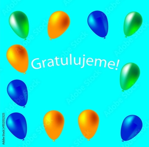 Greeting card in Czech with balloons