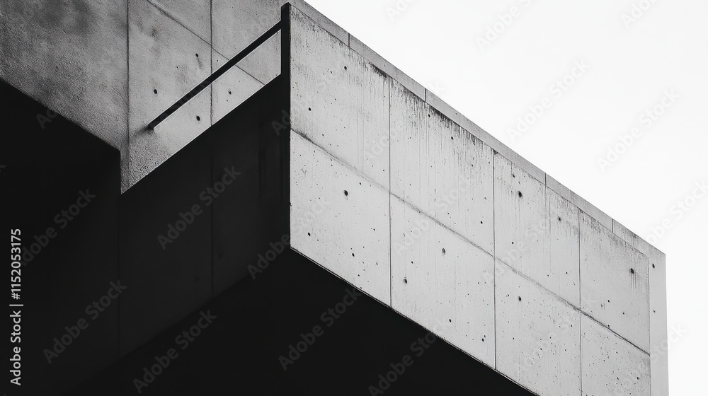 Fototapeta premium A black and white photo of a building with a concrete roof