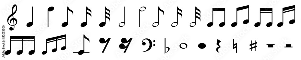 Music note icon. Musical note icons Music note icon. Musical note icons
