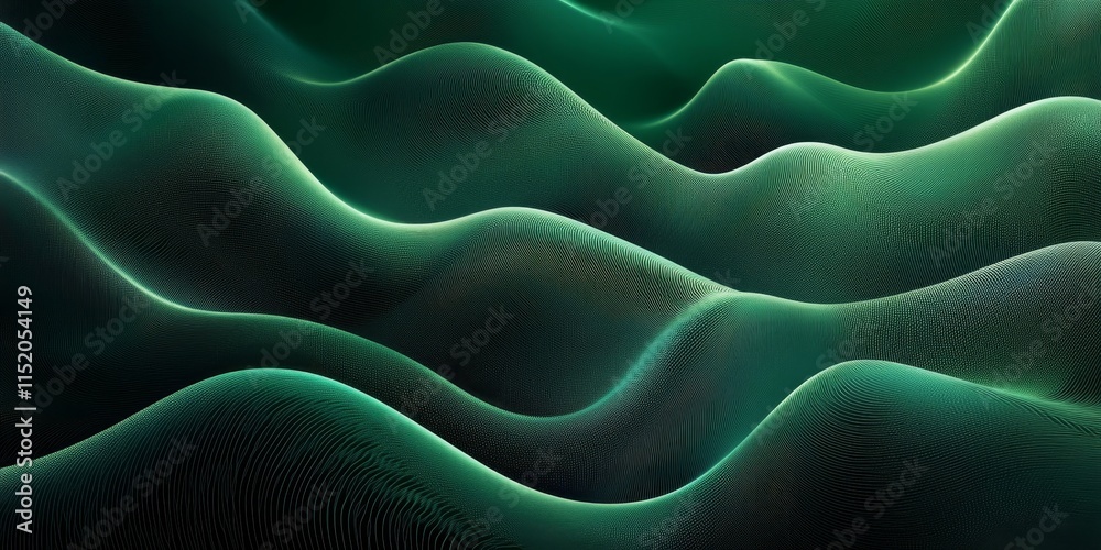 Obraz premium Green background grainy gradient abstract dark light noise texture effect poster banner cover design, Generative AI