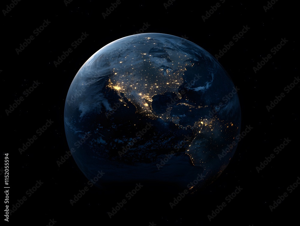 Obraz premium Nightly Earth in the outer space. Abstract wallpaper. City lights on planet. Civilization