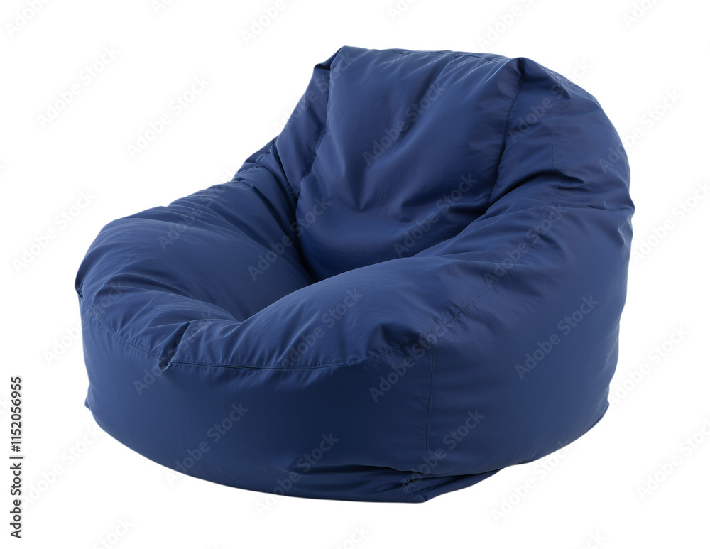 Comfortable and Stylish Blue Bean Bag Chair for Relaxation and Lounging, Isolated on Transparent and White Background Comfortable and Stylish Blue Bean Bag Chair for Relaxation and Lounging, Isolated on Transparent and White Background
