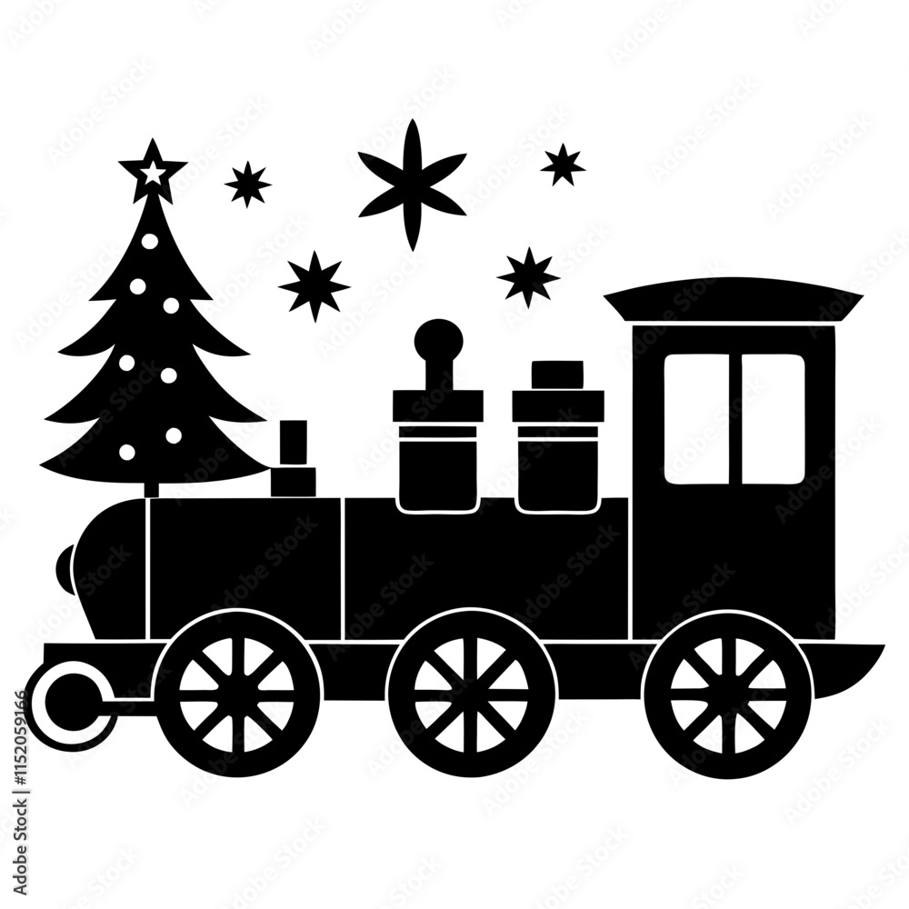 Fototapeta premium Christmas train on white background