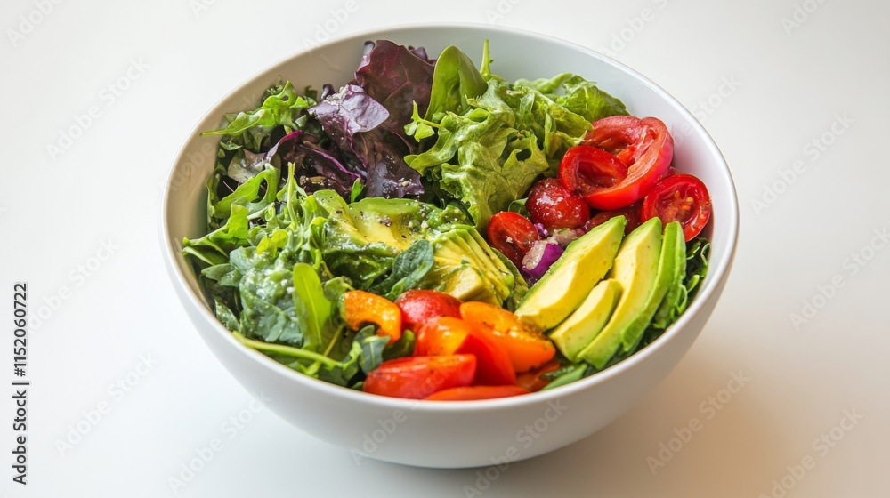 Fresh Salad Bowl with Avocado and Vinaigrette Dressing Fresh Salad Bowl with Avocado and Vinaigrette Dressing