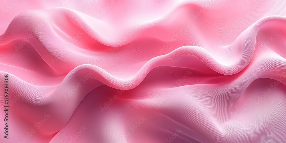 Obraz premium Pink abstract wave background light smooth luxury pastel satin drapery texture banner design copy space, Generative AI