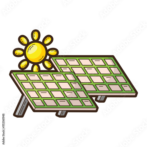 Solar panel harvesting sun's energy, symbolizing sustainable future. Suitable for renewable energy, sustainability, environmental concepts in design and marketing projects
