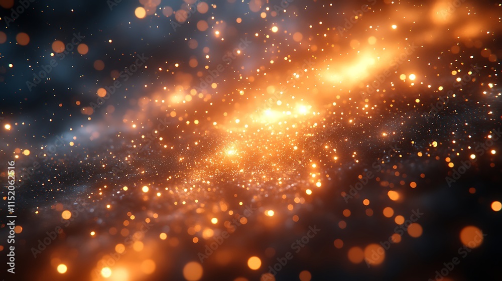 Obraz premium Gleaming particles shape a vivid energetic wave against a dark background image