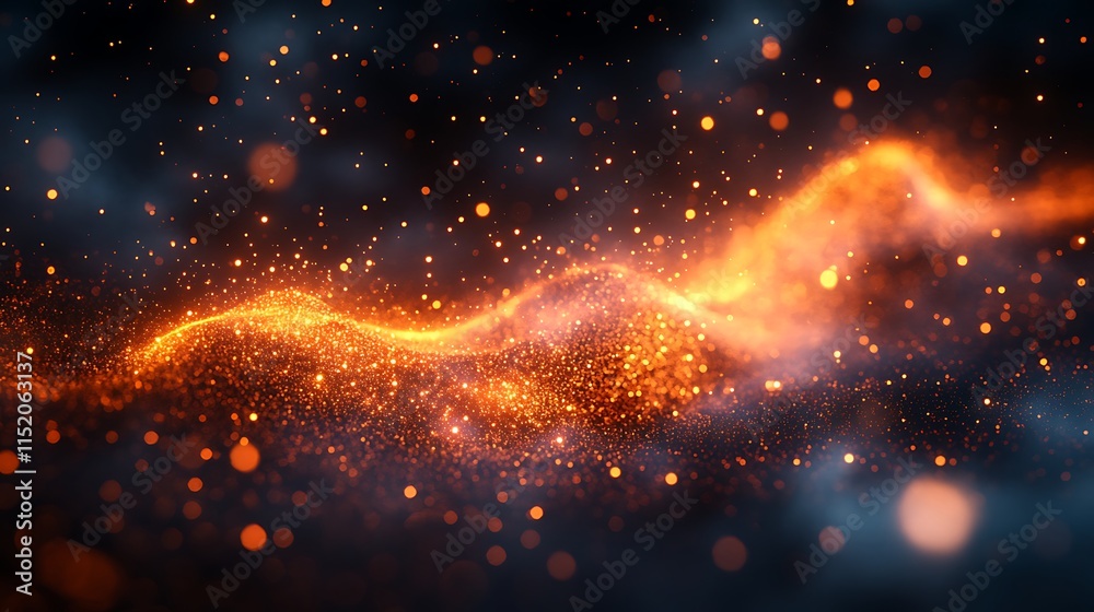 Glowing particles develop a vivid energetic wave on a dark background wallpaper images Glowing particles develop a vivid energetic wave on a dark background wallpaper images