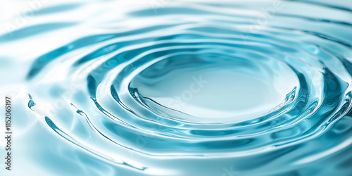 Concentric ripples expanding on the surface of clear blue water