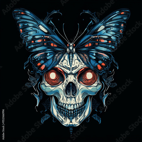 Skull and Butterfly Shoulder illustration photo