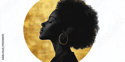 Silhouette of young African woman with afro hairstyle celebrating black history month