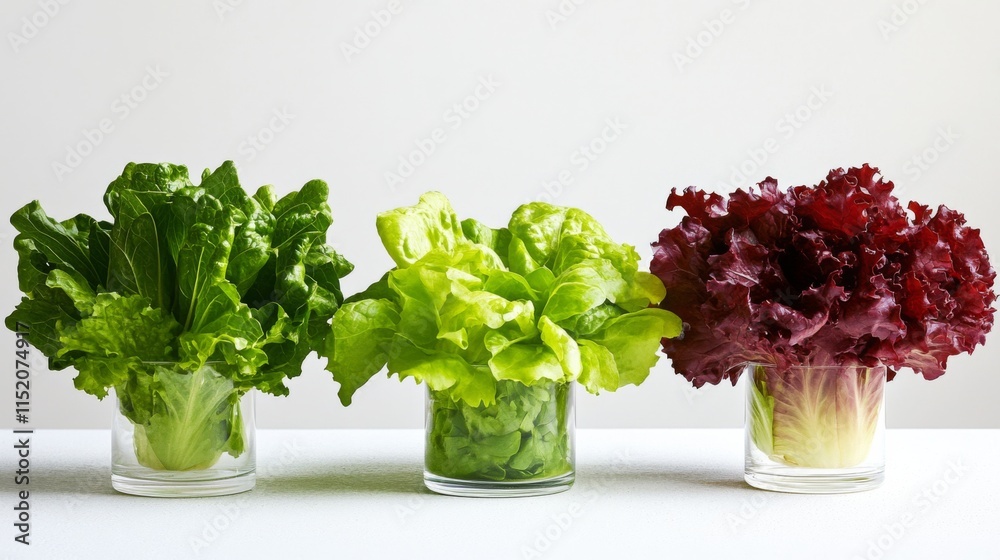 Fresh Greens Displayed on Table with White Background Fresh Greens Displayed on Table with White Background