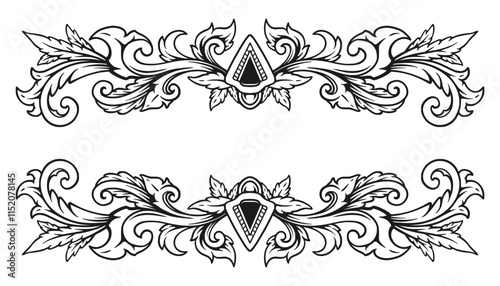 Vintage victorian ornament classic luxury elements in monochrome style