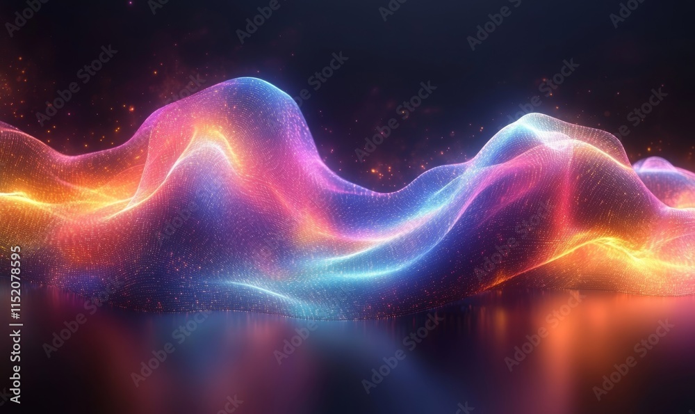 Holographic Neon Fluid Waves, Generative AI Holographic Neon Fluid Waves, Generative AI