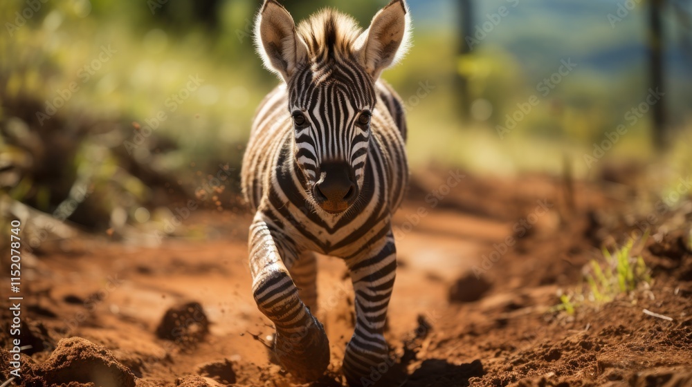 A Young Zebra's Dash Across the African Savannah A Young Zebra's Dash Across the African Savannah