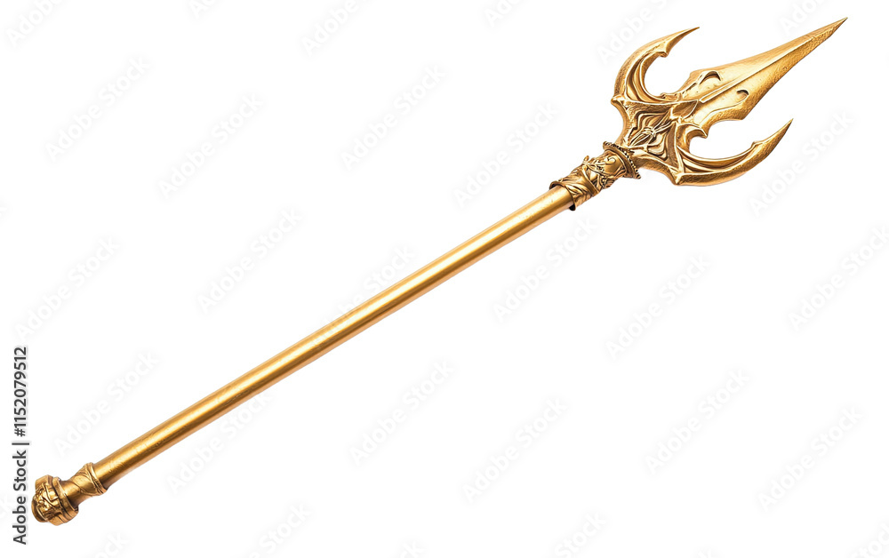 Golden trident on transparent or white background,png Golden trident on transparent or white background,png