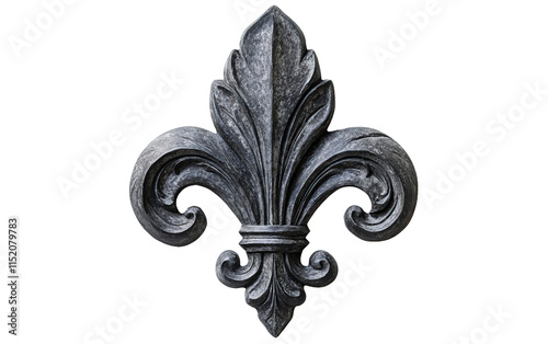 Gothic Fleur de Lis Sculpture on transparent or white background, png