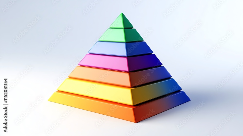 Colorful pyramid structure illustrating layers of concepts and ideas for educational or design purposes. Colorful pyramid structure illustrating layers of concepts and ideas for educational or design purposes.
