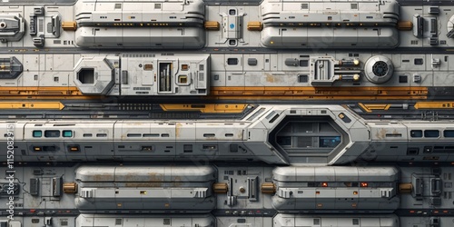 Sci Fi Spaceship Exterior Panel Texture with Industrial Design