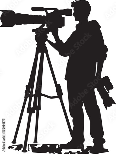 Silhouette vector illustration of Cameraman on white background