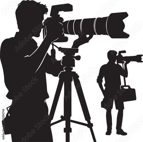 Silhouette vector illustration of Cameraman on white background