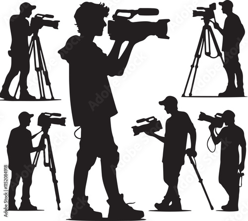 Silhouette vector illustration of Cameraman on white background