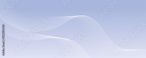 Abstract white wave dynamic curve lines on sky blue background. Energy technology concept modern backdrop design for business, presentation, banner.