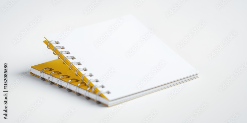 A Blank Spiral Bound Notebook Lies Open on a White Surface, Ready to Be Filled with Ideas and Inspiration A Blank Spiral Bound Notebook Lies Open on a White Surface, Ready to Be Filled with Ideas and Inspiration