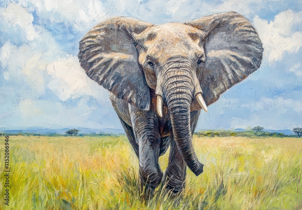 Naklejka premium frican Elephant in Savanna